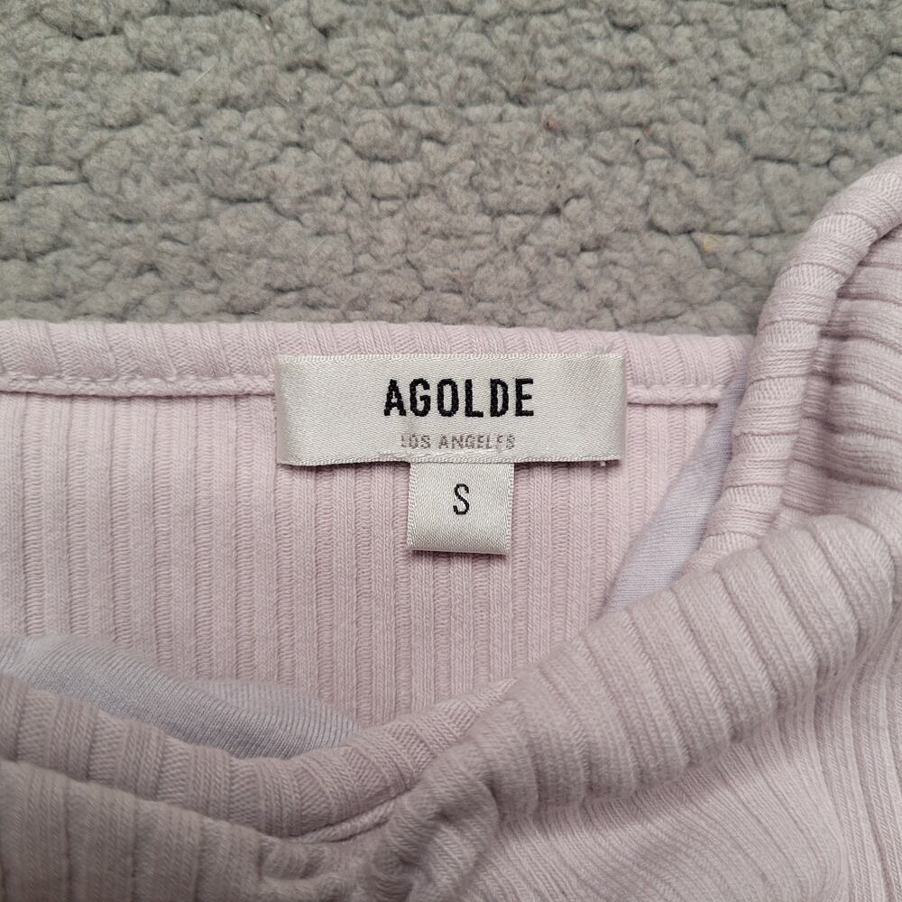 Agolde Tank Top Small Frosting Isla Cut Out Ruched Ribbed Bustier Pastel Y2K - Picture 4 of 6